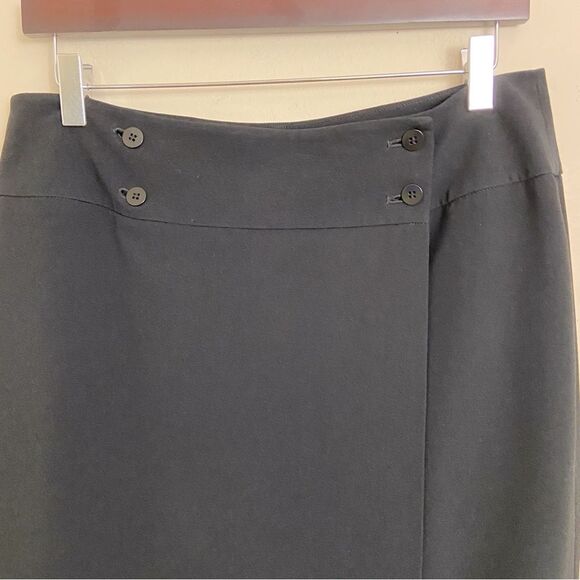 Liz Claiborne Black Maxi Wrap Skirt size 12 Capsule Wardrobe Classic Minimalist - Picture 5 of 10
